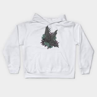 Crow and flowers Kids Hoodie